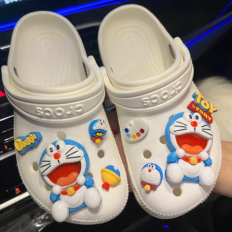 【Spot】Dép Lê Crocs Hình Hoạt Hình Anime Doraemon Phong Cách Thời Trang Dành Cho Nữ Học Sinh Trang Trí Diy