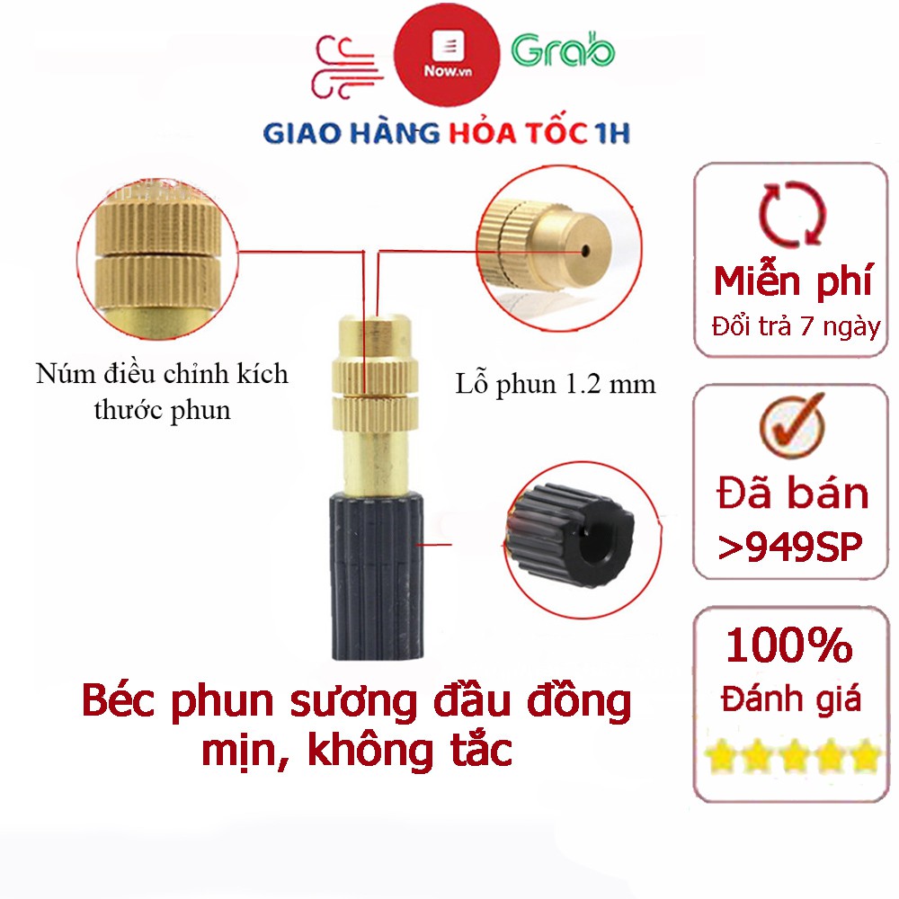 Béc phun sương đồng, phun sương mịn, không bị tắc