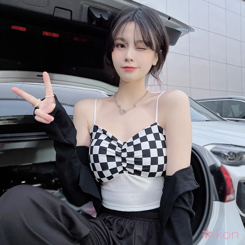 Áo Dây Nữ Họa Tiết Ô Vuông Quyến Rũ