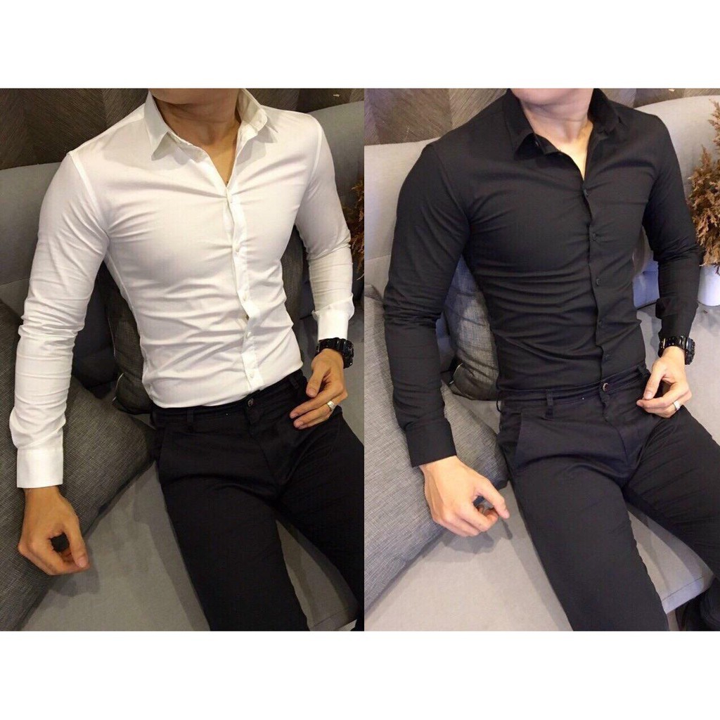 [BIG SIZE] Sơ Mi Màu Nam Trơn, Chất Lụa Mềm Mịn, Ít Nhăn Dáng Body, Slimfit Cực Chuẩn | BigBuy360 - bigbuy360.vn