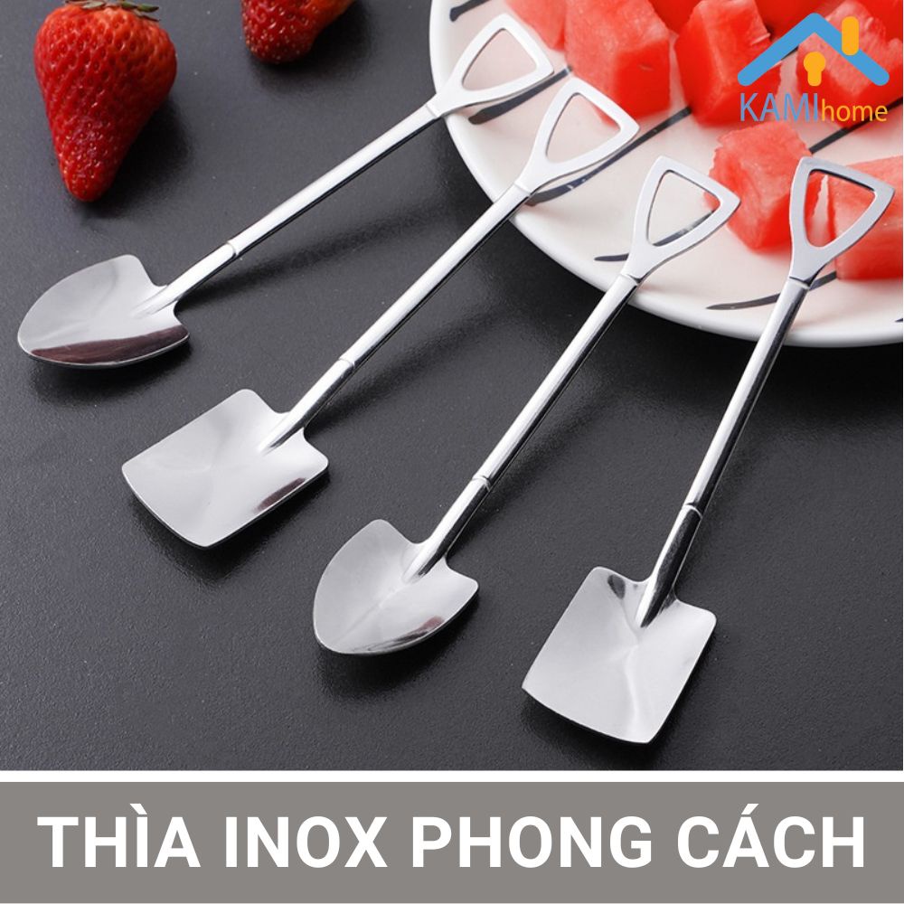 Thìa muỗng Inox hình Xẻng phong cách ăn đồ tráng miệng và trang trí mã 20103