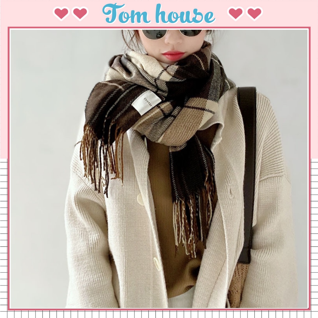 Khăn quàng cổ nữ mùa đông thời trang Hàn Quốc chất liệu len dạ Self Service phong cách vintage Tom House