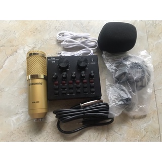 combo bộ míc hát livestream thu âm karaoke online micro BM800 card v8 bluetooth