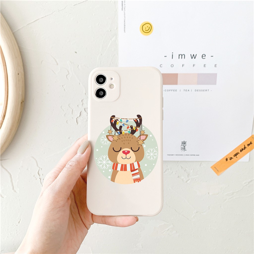 Ốp lưng iphone cạnh vuông hươu giáng sinh cute cho 6/6plus/6s/6splus/7/7plus/8/8plus/x/xr/xs/11/12/pro/max/plus e108 | WebRaoVat - webraovat.net.vn