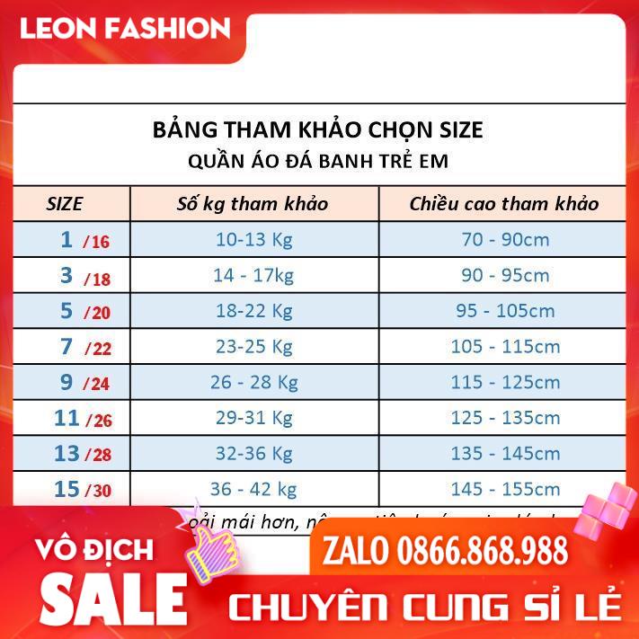 Quần áo bóng đá trẻ em [SIZE 35-40Kg] bộ đồ thể thao cho bé đá banh Chất liệu vải thun mềm nhẹ thoáng mát cao cấp