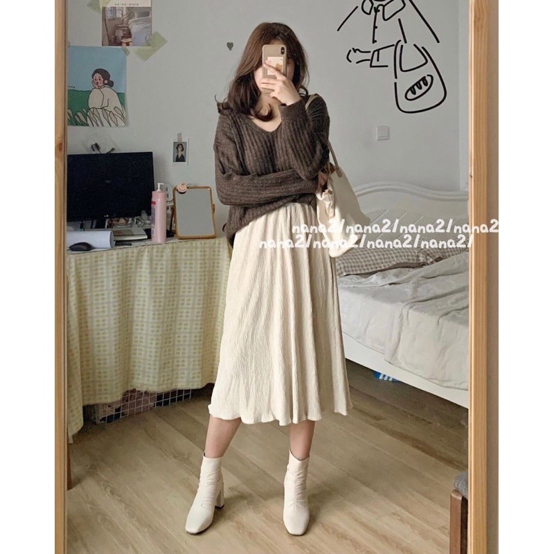 Chân váy nhung tăm trơn - hàng QC mã 1546 | BigBuy360 - bigbuy360.vn