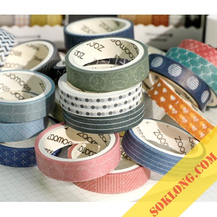 Set 5 Washi tape băng dính nhiều màu trang trí đa năng, sổ bullet journal