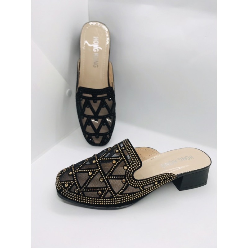 Giày sục sabo nữ trung niên- Dép sục nữ trung niên đính đá sang trọng (giày dép cho mẹ cho bà)