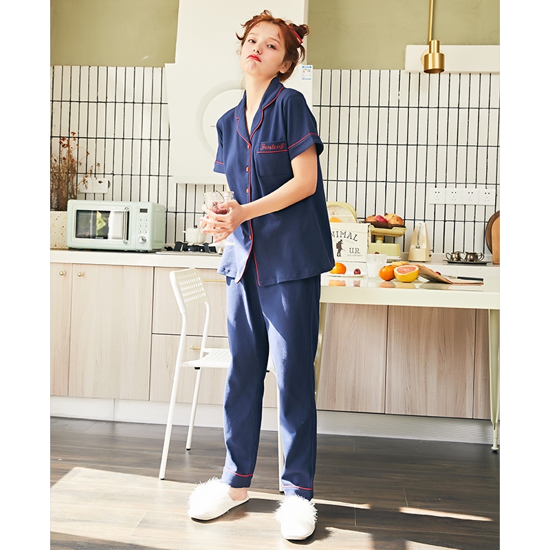 Bộ Đồ Ngủ Áo Tay Ngắn + Quần Dài Xinh Xắn Cho Nữ | BigBuy360 - bigbuy360.vn