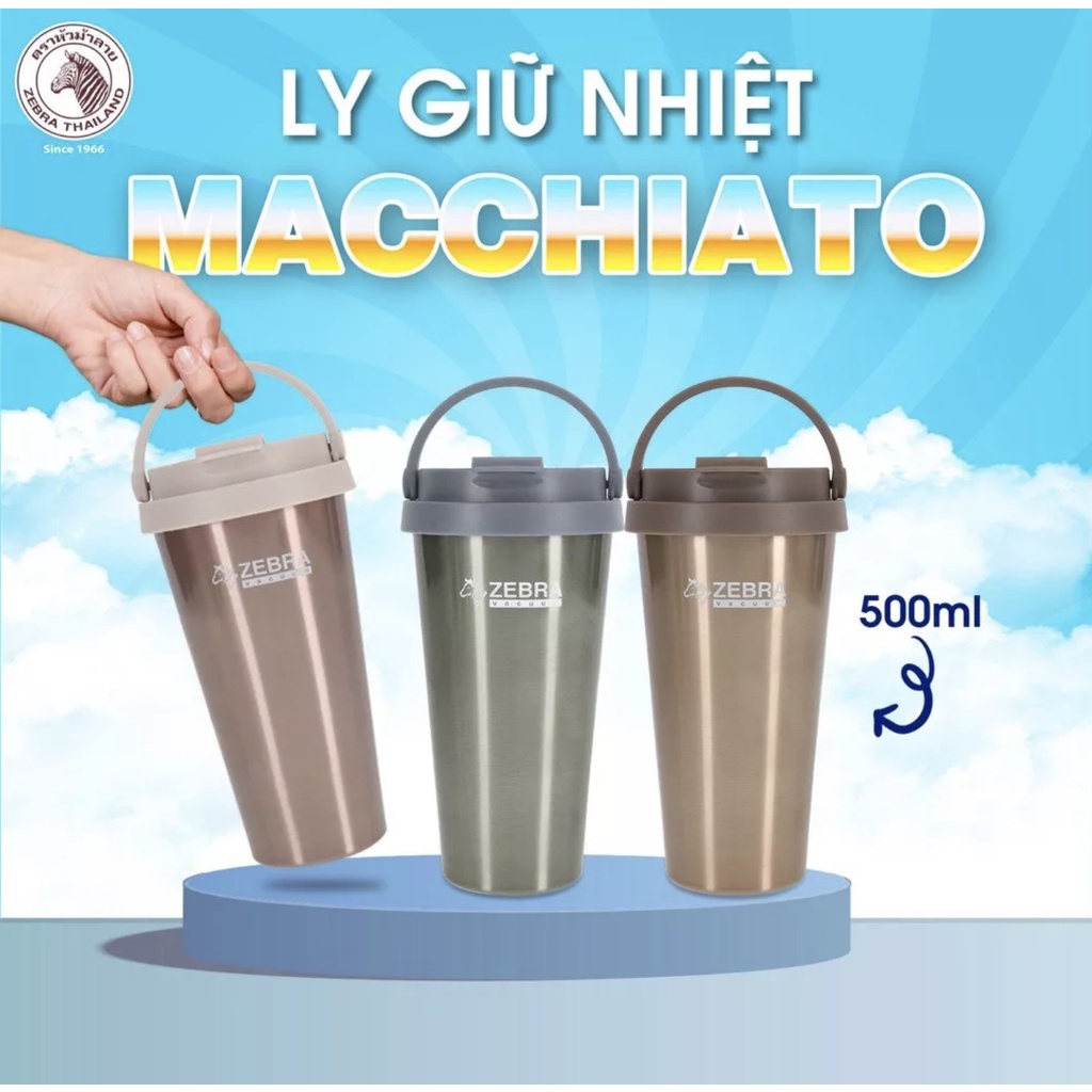 Ly Giữ Nhiệt ZEBRA - Cupuccino Uống Cà Phê Có Quai Phía Trên 500ml