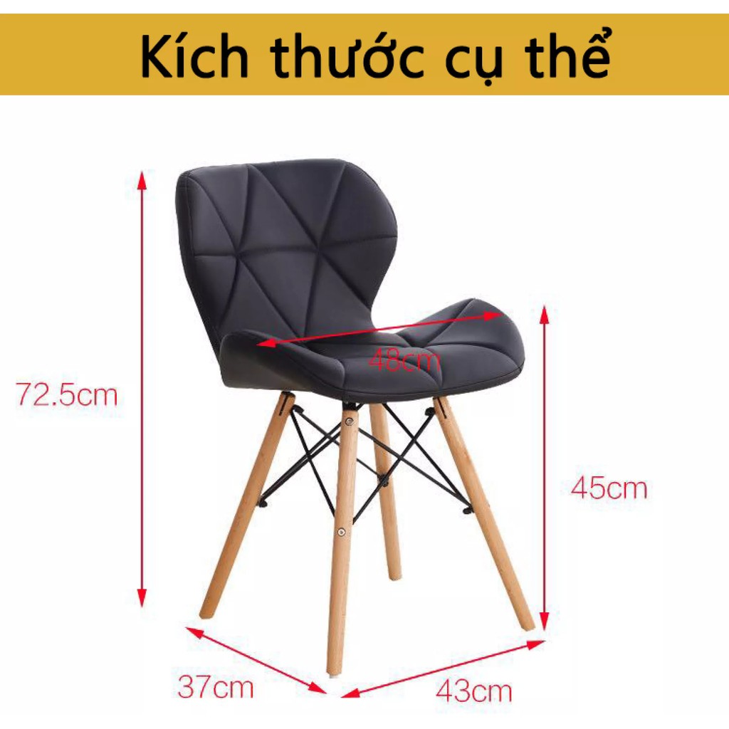 Ghế Eames tam giác, đệm nỉ bọc da cao cấp, sang trọng cho phòng khách, phòng ăn, cafe, trà sữa