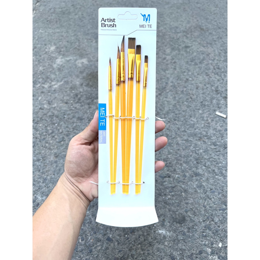 Bộ Cọ Vẽ 6 Cây Chuyên Nghiệp Artist Brush - Dùng Cho Màu Nước/Bột/Sơn Acrylic 30S Store M836 Màu Vàng