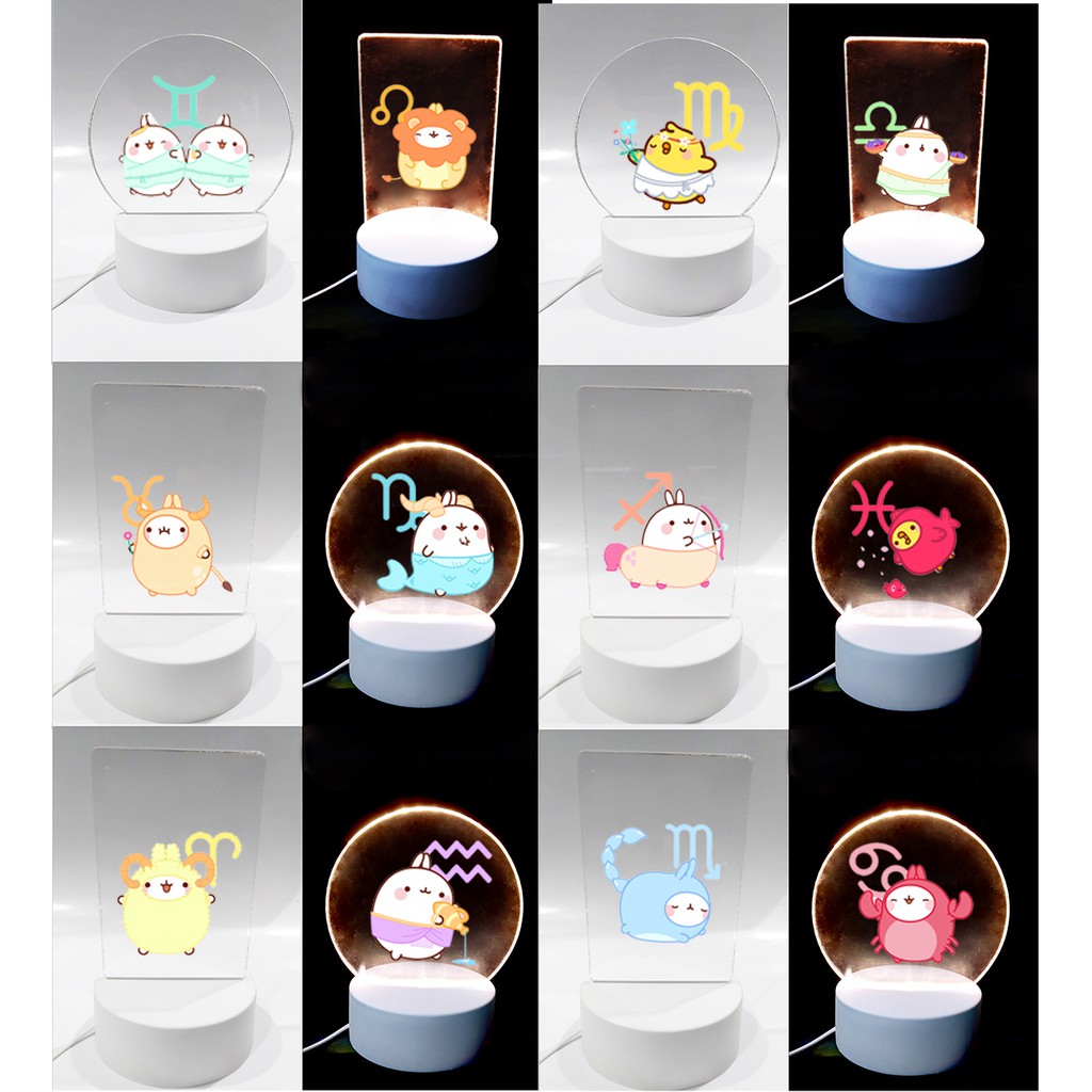 Đèn Led 3D 12 cung hoàng đạo DLI37 Đèn Ngủ 3D Sáng Tạo cute dễ thương