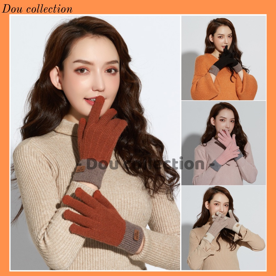 Găng tay len dệt kim dày cao cấp màu trơn giữ ấm thiết kế ngón tay chạm màn hình cảm ứng - GOLOVE JOY - Mã GT003