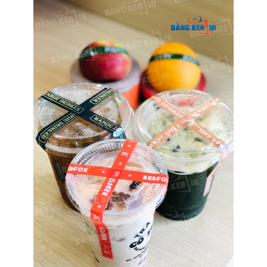 Băng keo in dán nắp ly, nắp hộp 12mm, 15mm