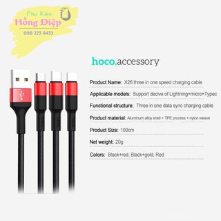 Cáp 3 Đầu Hoco X26