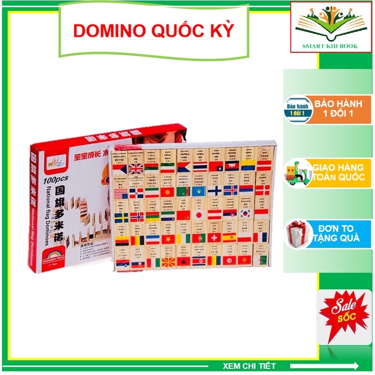 Domino Quốc Kỳ - Domino 100 Lá Cờ Các Quốc Gia Các Nước Trên Thế Giới [Đồ Chơi Gỗ]