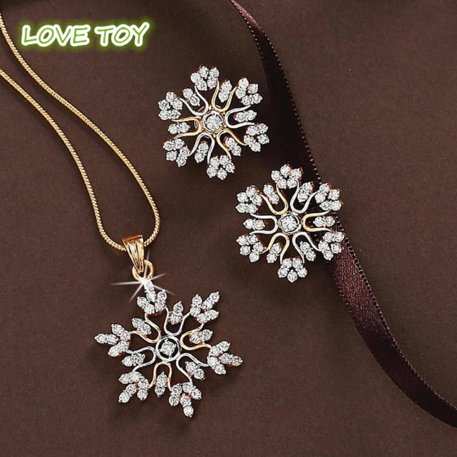 Set 2 Vòng cổ Và Bông Tai Hình Hoa Tuyết Bằng Hợp Kim Đẹp Mắt
