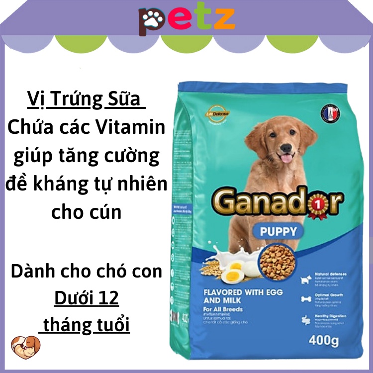 Thức ăn cho chó Ganador 400g PETZ thức ăn hạt cho chó con, chó lớn giúp tăng trưởng cân đối