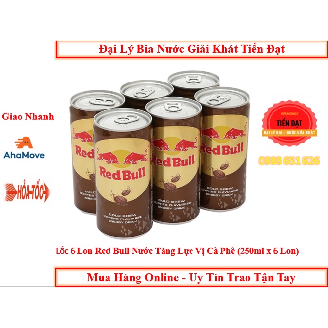 Lốc 6 Lon Nước Tăng Lực Redbull Vị Cà Phê Ủ Lạnh 250ml