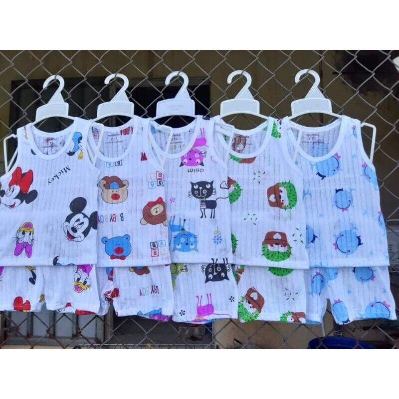 Bộ ba lỗ cotton giấy cho bé trai và gái size đại 15-24kg