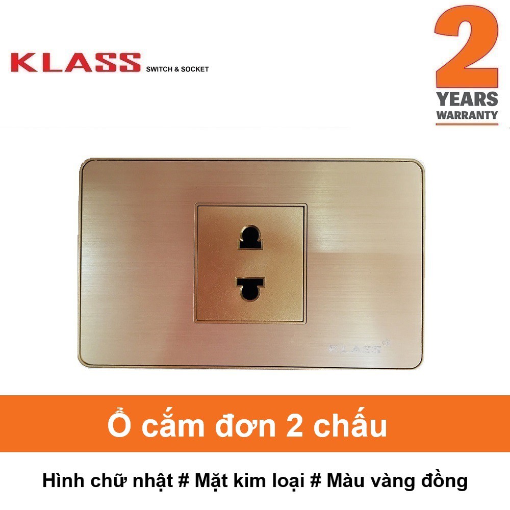 (Công tắc ổ cắm KLASS) Ổ cắm đơn 2 chấu, hình chữ nhật, màu vàng, KLASS 118KV3 118KV3-010