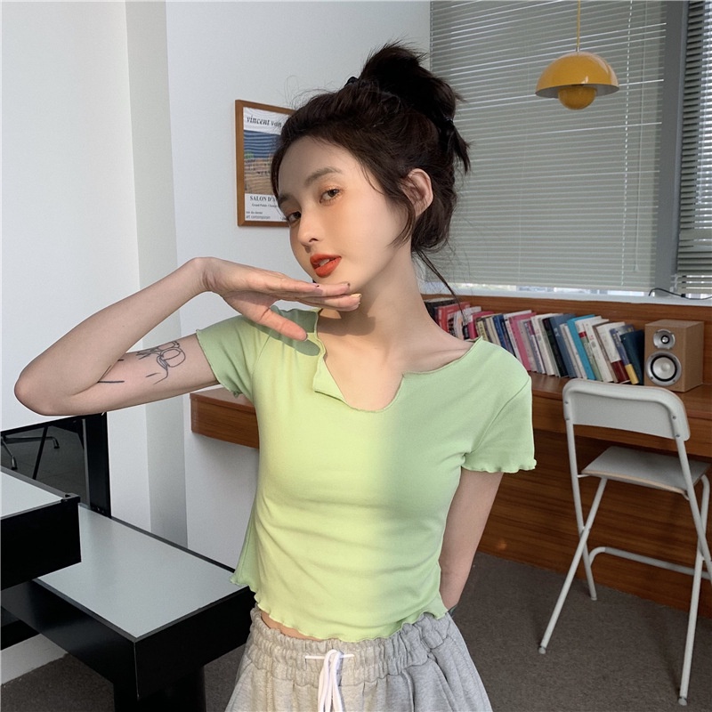 Áo Thun NgắN Tay Cổ Chữ v ThờI Trang Cho Nữ JL-TX-411