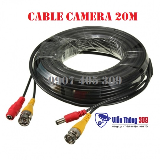Cáp tín hiệu camera liền nguồn 10-20-30-40m, cáp bấm sẵn đầu BNC tiện lợi, dễ sử dụng