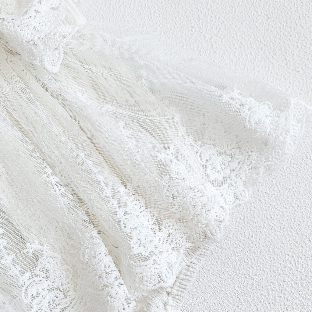 Bộ Áo Liền Quần Bằng Cotton Màu Trắng Dành Cho Bé Gái 0-2 Tuổi