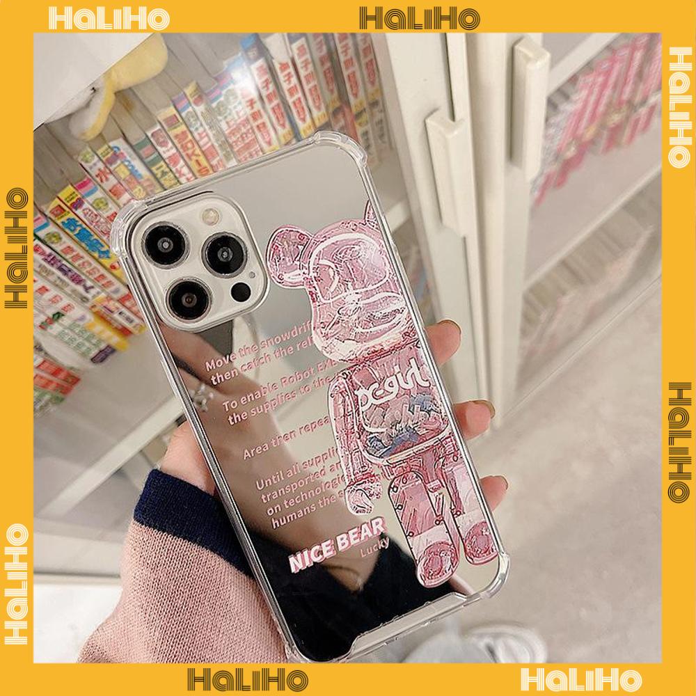 iPhone Case Acrylic HD Mirror Laser Airbag Shockproof Protection Camera Cute Cartoon Bear Compatible For iPhone 11 iPhone 13 Pro Max iPhone 12 Pro Max iPhone 7 Plus iPhone xr
