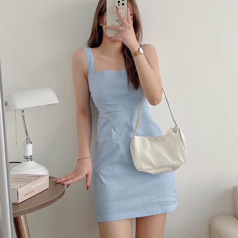 Váy body nữ 2 dây bản to cổ vuông VH018, mẫu váy ôm eo chữ A tôn dáng hiệu quả. 2 lớp hàng cao cấp