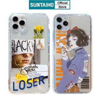 Ốp lưng chống sốc Suntaiho hoạ tiết hoạt hình cho iPhone 12 mini 11 Pro Max Xs Max X XR 7 8 Plus 6 6S Plus SE 2020
