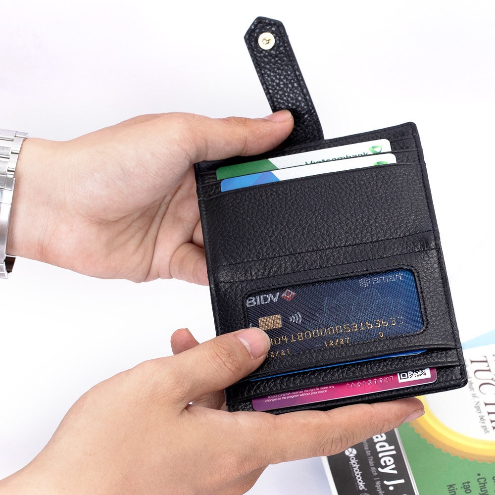 Ví đựng card da bò thật, chất liệu da hạt Nappa, thương hiệu Blanda 8VNBH06