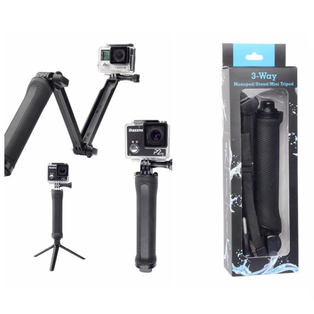 Gậy 3 Khúc Selfie Gopro  3 Way Monopod cho Gopro và SJCAM SHARK