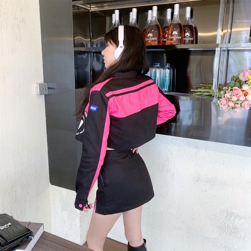 Set áo khoác croptop sài tay kèm chân váy ngắn chic ulzzang SAM SAM BOUTIQUE