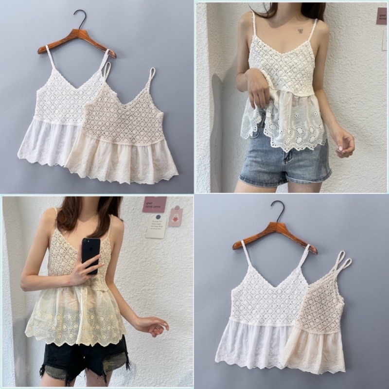 ÁO LEN PHỐI XÔ REN XINH 2 DÂY