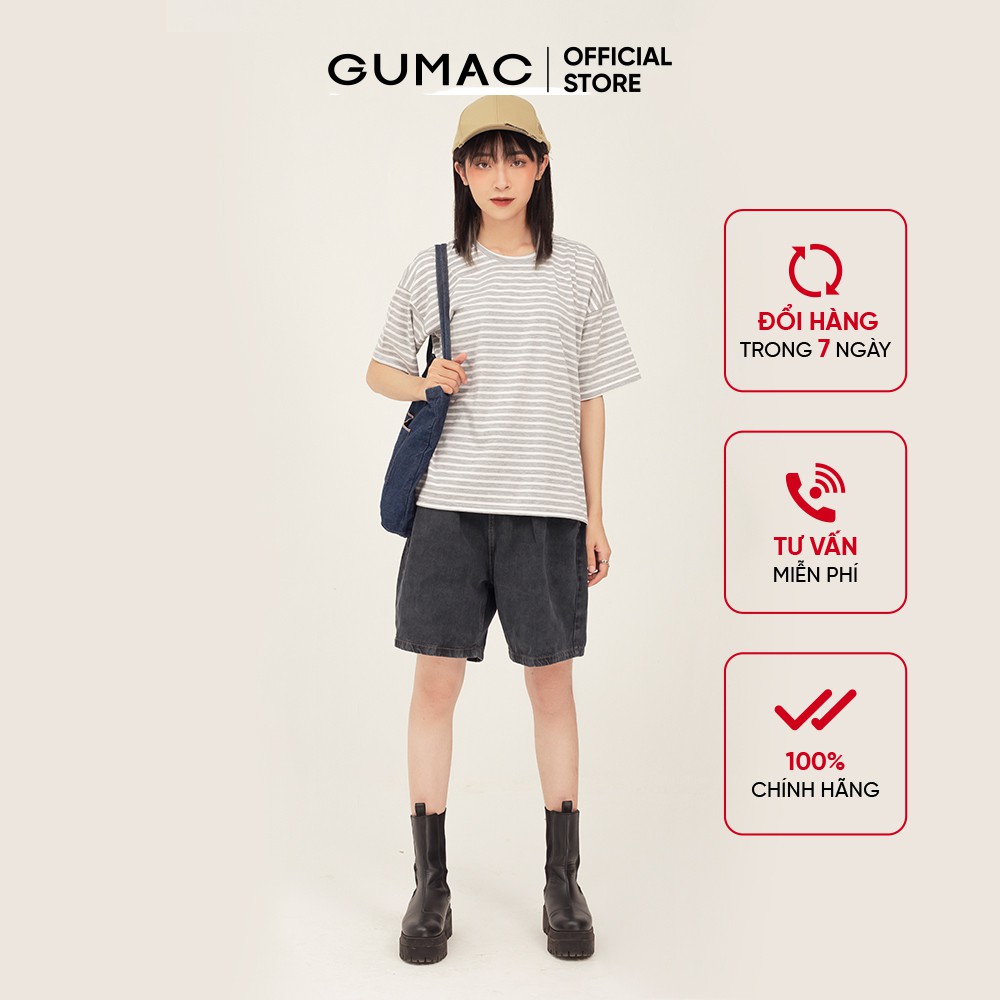 [Mã WABRGU100 giảm 15% đơn 249K tối đa 100k] Áo thun nữ sọc ngang cơ bản GUMAC phong cách basic, năng động ATB344 | BigBuy360 - bigbuy360.vn
