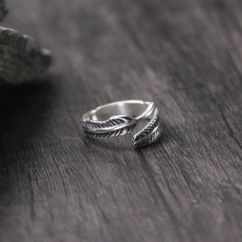 Nhẫn Bạc Đính Lông Vũ Độc Đáo Cá Tính 191194Nhẫn Thiết Kế Đơn Giản Phong Cách Harajuku Cá Tính