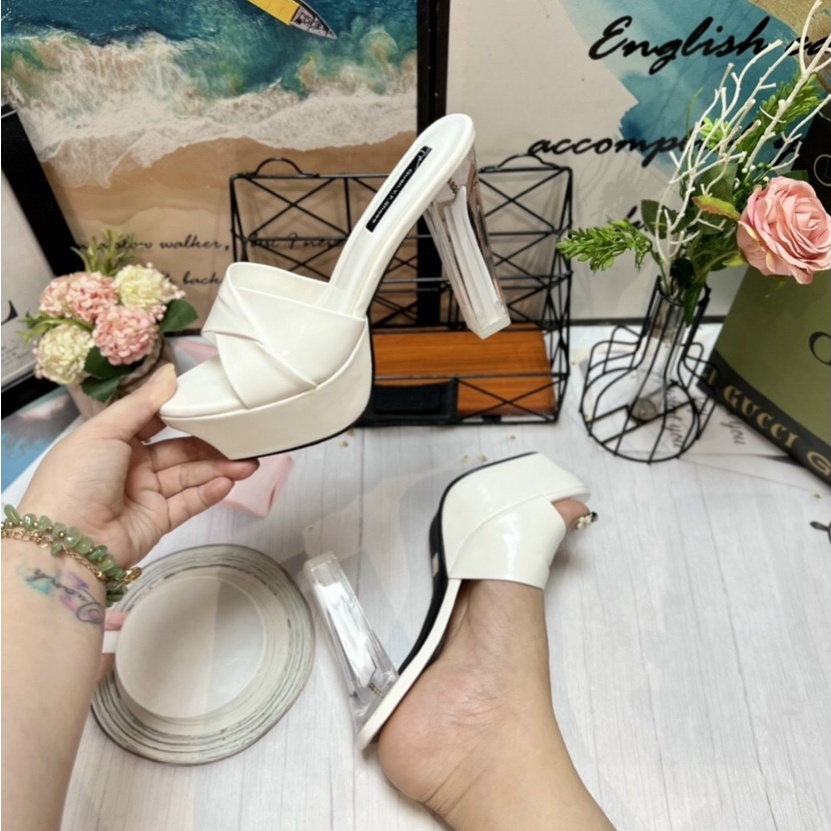 Cao Gót Nữ 12 Phân Quai Xếp Ly Da Mềm - Đế Trong Đúp Kép Cao Cấp T243 T244