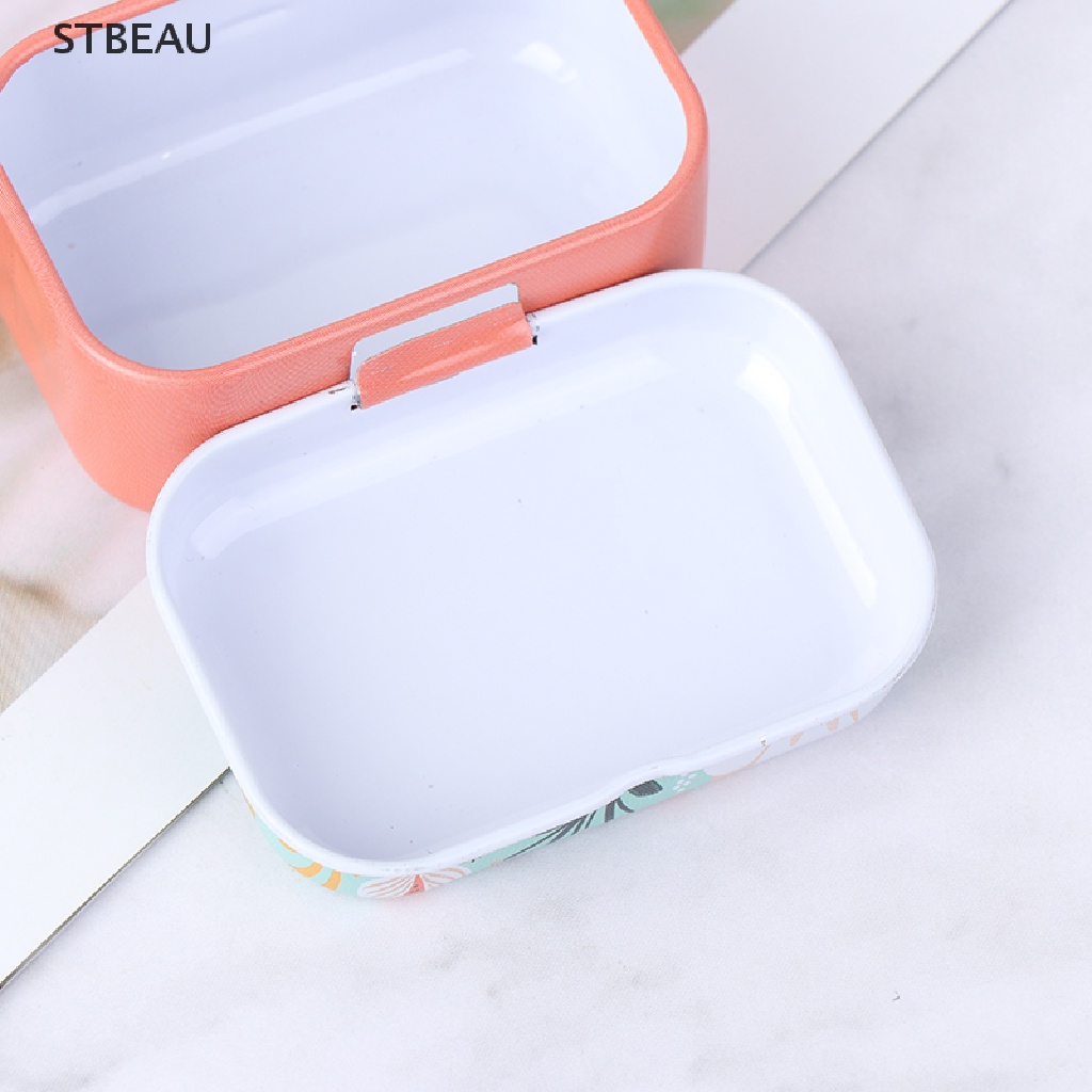 Hộp đựng đồ/ trang sức nhỏ gọn bằng thiếc in hoa đẹp mắt