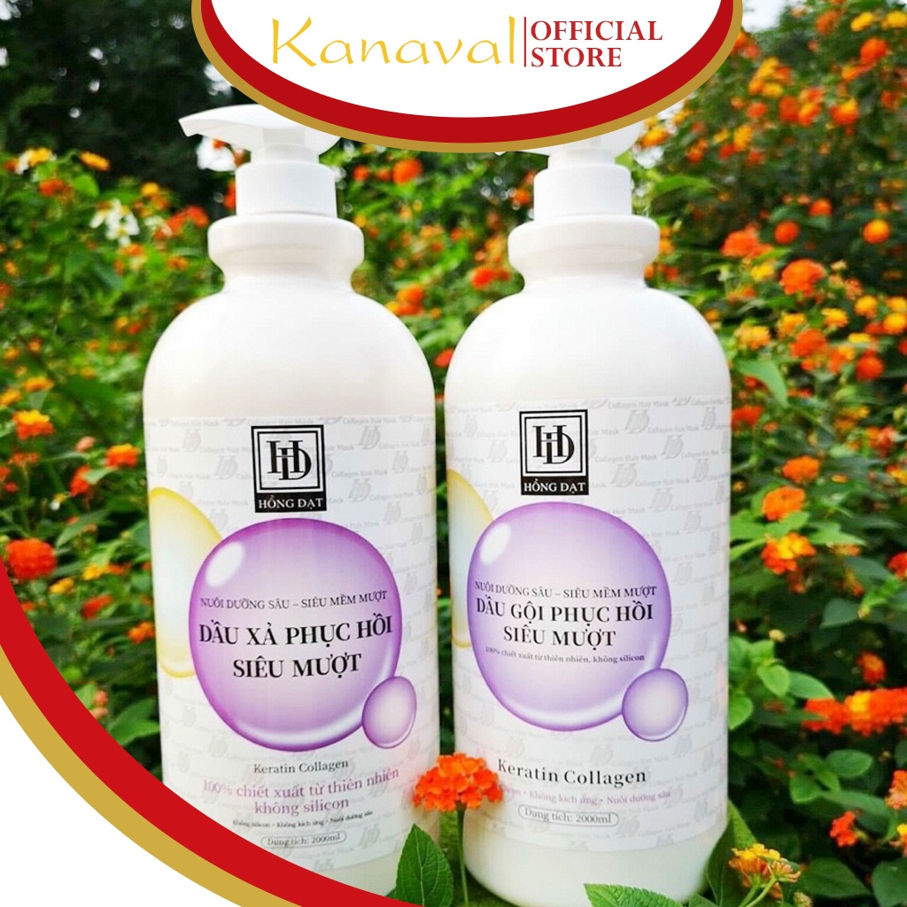 Dầu Gội Cặp Hồng Đạt Keratin 500ml - 2000ml Hỗ Trợ Phục Hồi Siêu Mượt Giảm Rụng Tóc Chuẩn Salon Kanaval Official