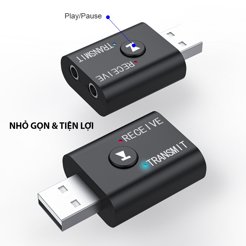 [2 IN 1 Adapter] Bộ Chuyển Đổi Phát Và Nhận Âm Thanh Bluetooth TR, Cho Laptop, PC, Loa, Xe Ôtô