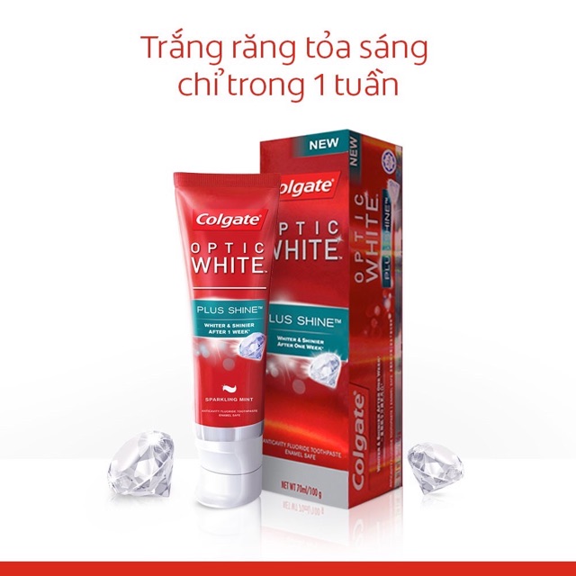 [XẢ HÀNG] Kem đánh răng Colgate Optic White 46g Làm Trắng răng Tặng 15% khối lượng