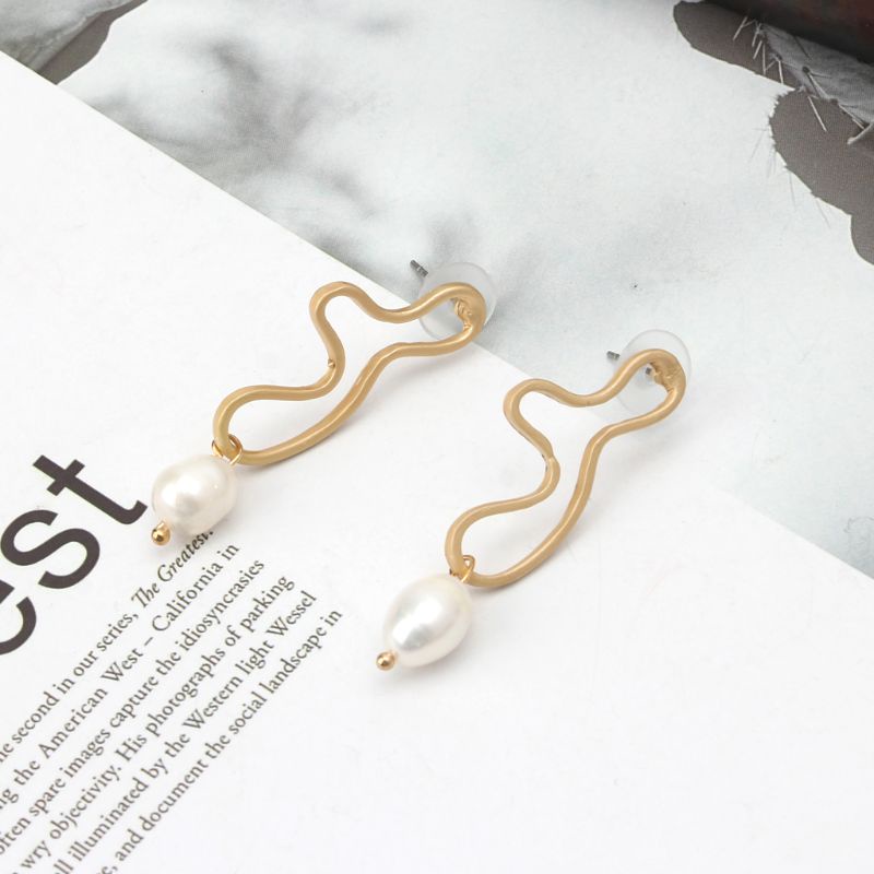 Bông Tai Dáng Dài Đính Ngọc Trai Giả Phong Cách Thời Trang Unisex
