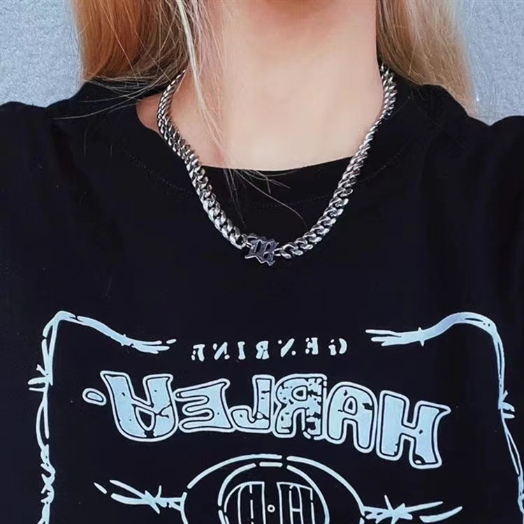 Dây Chuyền Inox Mặt Chữ M Phong Cách Hip Hop Thời Trang