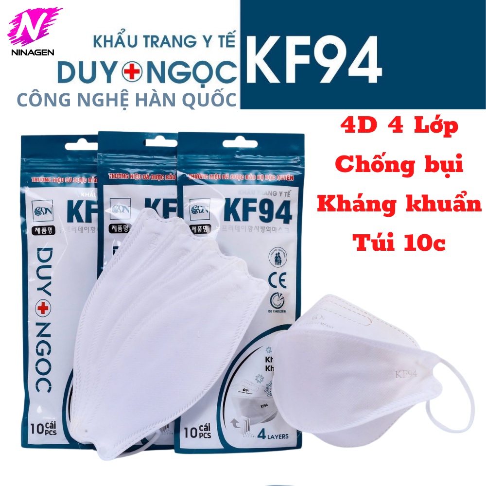 Khẩu trang y tế kf94 Duy Ngọc 4D 4 lớp set 30, 50 cái chống bụi kháng khuẩn ôm sát mặt hàng chính hãng. khoi.kids