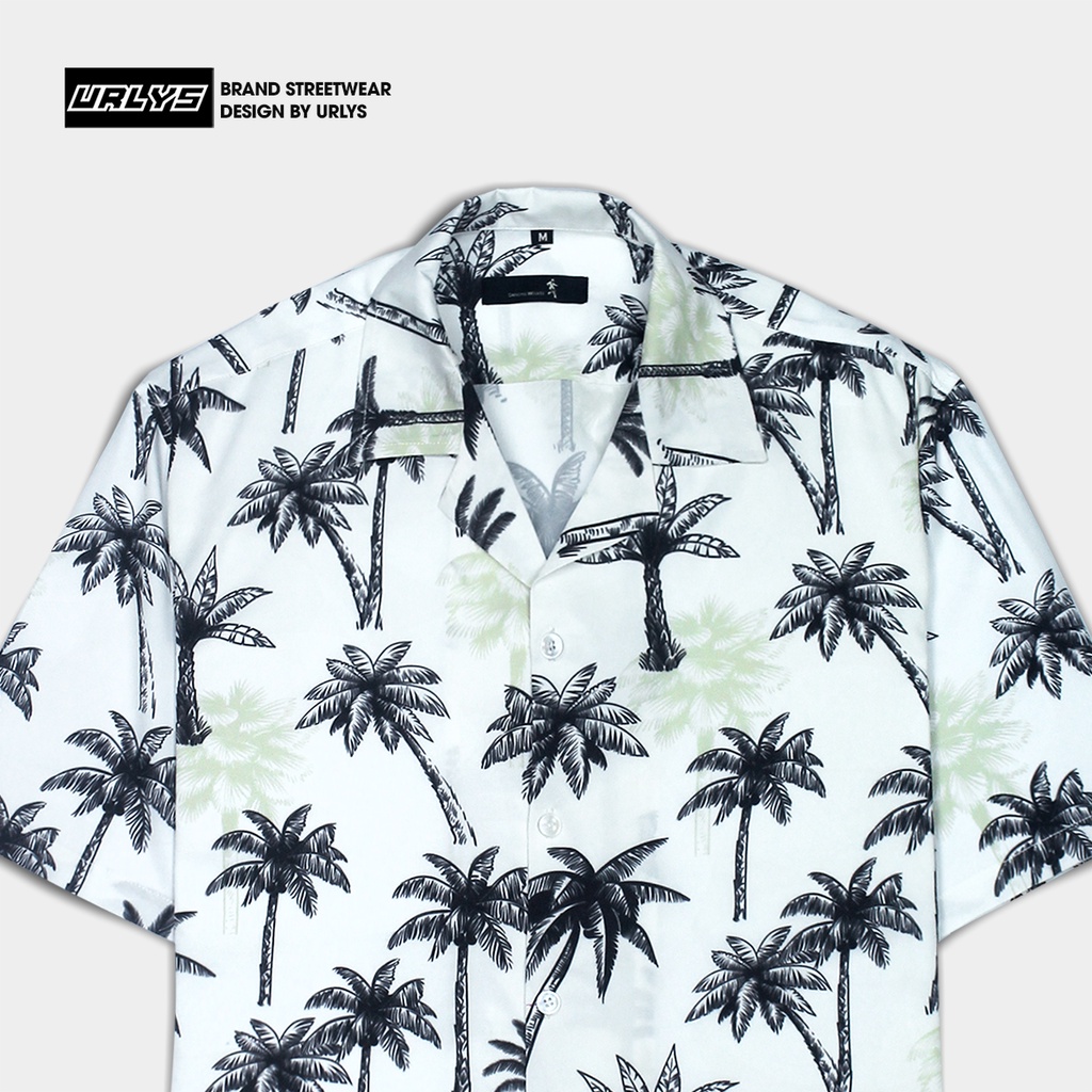 Áo sơ mi tay ngắn nam nữ URLYS form rộng sơ mi họa tiết tay lỡ cổ vest unisex ulzzang WHITE COCONUT