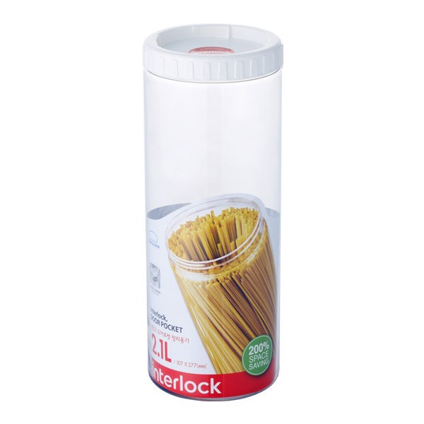 Hộp Bảo Quản Interlock Lock&Lock INL403 -2.1L Màu Trắng Dùng Đựng Đồ Khô, Gia Vị