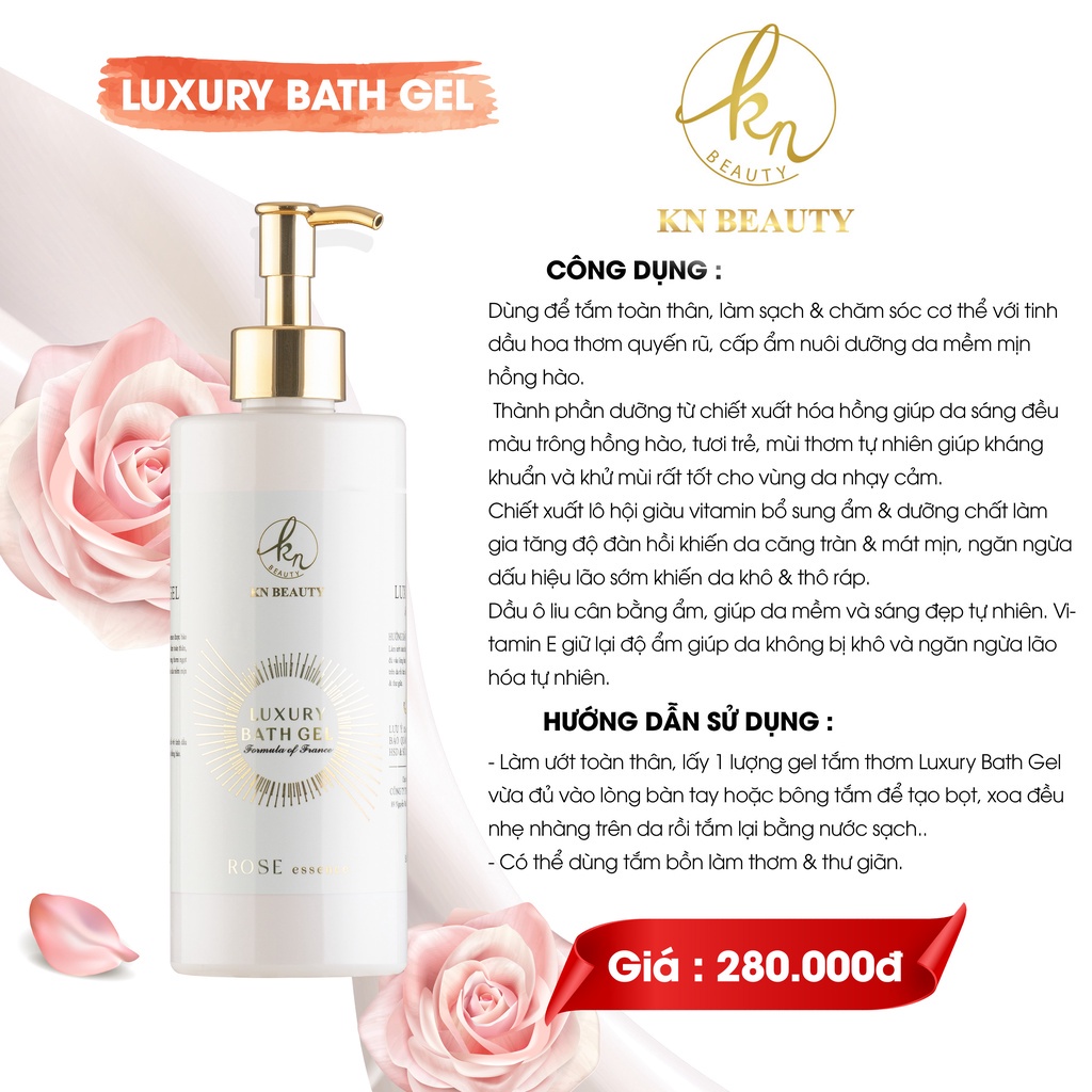 Sữa tắm KN Beauty tinh chất Hoa Hồng – Luxury Bath Gel ROSE essence 380ml