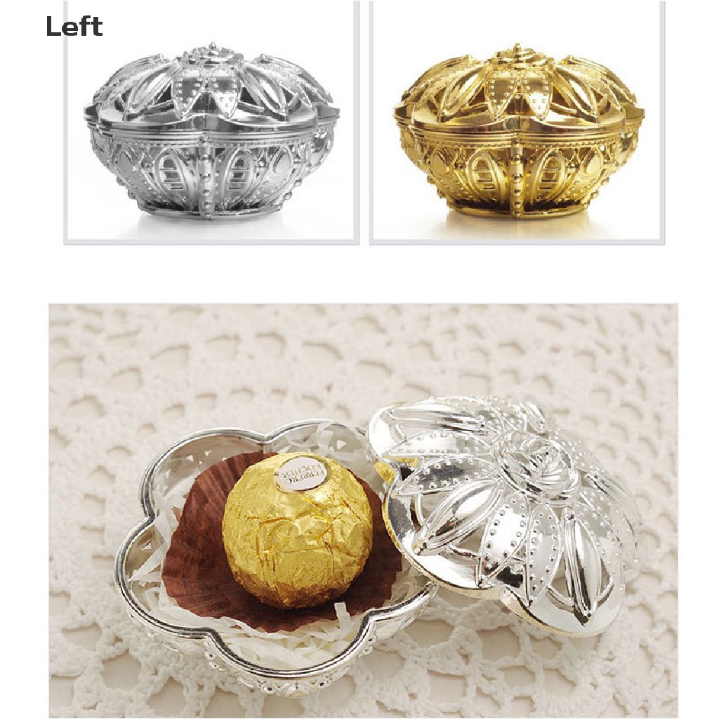 Hộp Đựng Bánh Kẹo Cưới Thiết Kế Đục Lỗ Mini Màu Vàng Lá Sang Trọng